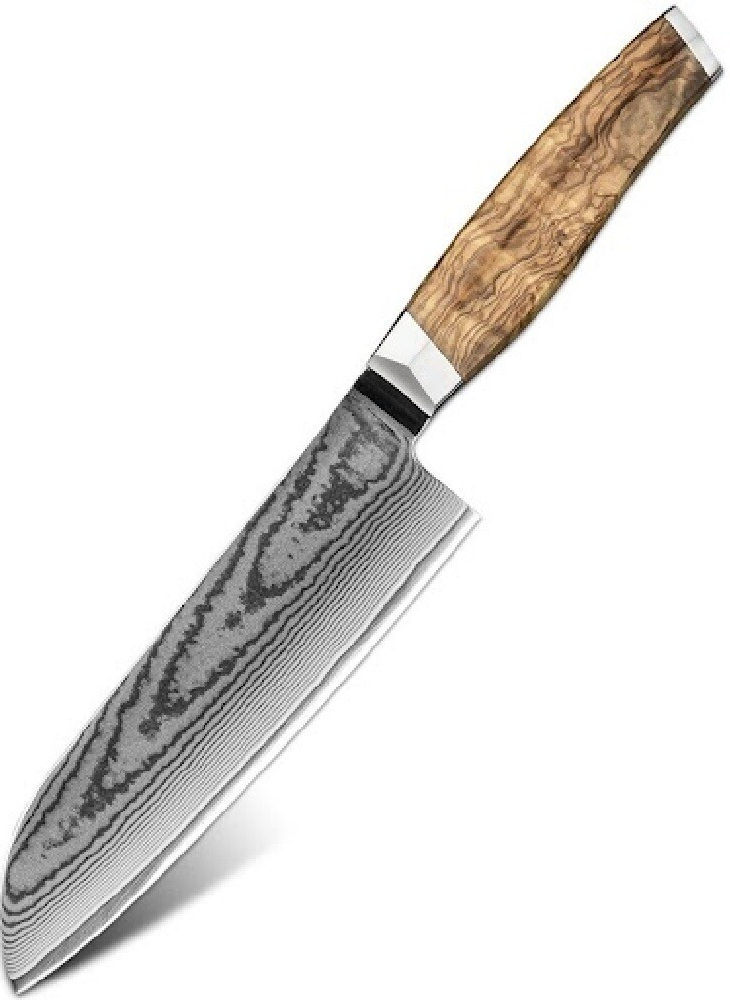 IZMAEL Damaškový kuchynský nôž Zenroku Santoku/Hnedá 18 cm