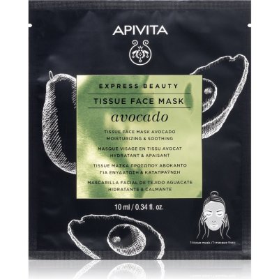 Apivita Express Beauty Moisturizing Tissue Face Mask Avocado hydratačná plátienková maska na upokojenie pleti 10 ml