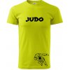 Judo nápis + postavy - Klasické pánske tričko vyššej gramáže - 2XL ( Limetková )
