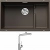 Blanco SUBLINE 700 U Level kávová + kôš z nerezu 523461 + Blanco MILA chróm 519414