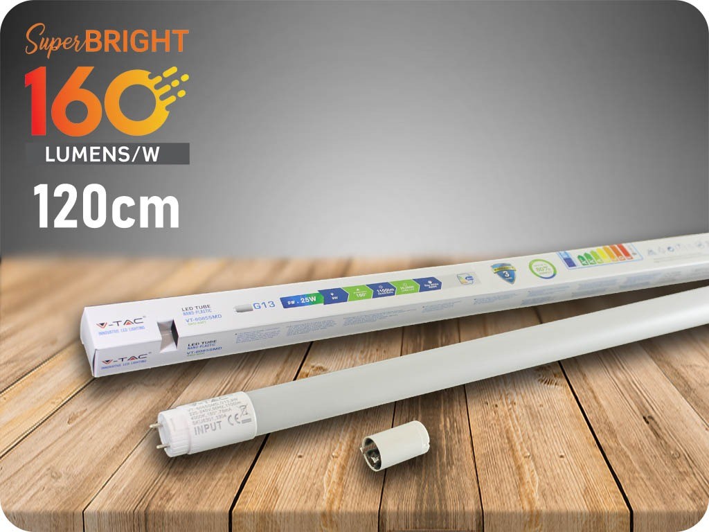 V-TAC LED trubica vysokosvietivá, T8, 12W 160lm/W , 120cm, G13, NANO plast Studená biela 6400K
