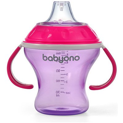 Babyono - Hrnček netečúci s mäkkým náustkom NATURAL NURSING 180 ml Ružový
