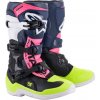 boty TECH 3S YOUTH 2021, ALPINESTARS, dětské (černá/modrá/růžová/žlutá fluo, vel.35,5)