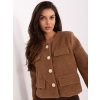 Factory Elegantný krátky dámsky kabátik Rue Paris s ozdobnými gombíkmi Karamelová
