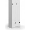 Kovová šatníková skrinka S1 Z, 4 oddiely, 1850 x 600 x 500 mm, zámok s čítačkou RFID kariet, laminované dvere, biela
