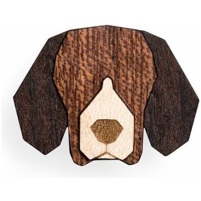 BeWooden drevená brošňa v tvare psa Beagle BR52