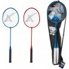 Teddies Sada bedminton pálky 2ks + loptička 2ks 65cm kov/plast 2 farby v puzdre
