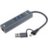 USB hub OEM PremiumCord USB-C a USB-A na Gigabit 10/100/1000Mbps + 3x USB3.2 konektor