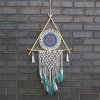 Protection Dream Cather - Lrg Macrame Pyramid White/Tyrkys