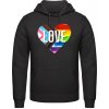 B&C KING Mikina s Kapucňou - Dúhové srdce Love - Black Pure - S - Pánske