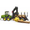 Bruder 02133 Farmer - John Deere s ramenem a 4 kládami