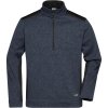 James & Nicholson Mikina Strong JN 864 na 1/2 zip, fleecová, pánská COT020864s7616-carbon mela 6XL Melír šedá/černá