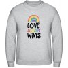 AWDis Mikina - Nápis - Love Always Wins - Šedivá sivá - 5XL - Pánske