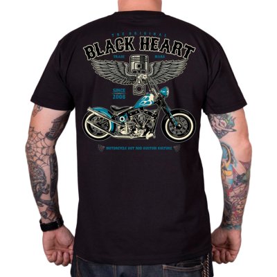 Tričko BLACK HEART Blue Chopper čierna - M