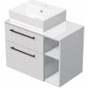 INTEDOOR Skriňa+umývadlo BEE, úchyt čierny, š.80cm, regál vpravo, biela 3D pruhy