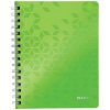 Špirálový zošit, A5, štvorčekový, 80 listov, LEITZ Wow, zelená