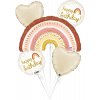 Balónová kytica Happy Birthday ružovo-zlatá dúha 5ks