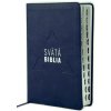 SVÄTÁ BIBLIA ROHÁČEK TMAVO-MODRÁ STRIEBORNÁ / ROHACEK DEEP BLUE SILVER REXINE (SK)