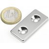 Neodymový magnet kváder 40 × 20 × 4 mm, 2 otvory M4, sila 8,7 kg