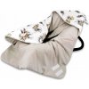 Zateplená deka do autosedačky dvojvrstvová biela s béžovou - Safari, 90x90 cm