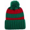 Hrubá pletená mikulášska čiapka Classic, zeleno červené pruhy