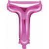 PartyDeco Fóliový balón Mini - Písmeno T 35 cm ružový