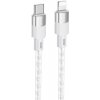 Hoco X99 Crystal Junction silikónový priehľadný nabíjací a dátový kábel USB-C/Lightning na iPhone/iPad/iPod/AirPods - 1 m - šedý - možnosť vrátiť tovar ZADARMO do 30tich dní