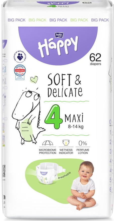 Bella Happy Soft & Delicate BigPack 4 8-14 kg 62 ks