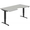 Hobis Pracovný stôl Motion Ergo, PO, 3S, 180x61-128x90 cm, sivá/čierna