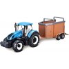 Bburago Farm traktor New Holland s vlečkou na koně 1:50