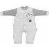 Baby Nellys Bavlnený overal bez šlapiek Monkey - sv. sivý melírek, veľ. 74