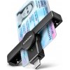 AXAGON CRE-SMPC, USB-C PocketReader čítačka kontaktných kariet Smart card (eObčianka, eID klient)