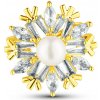 JwL Luxury Pearls Trblietavá brošňa v tvare snehovej vločky s perlou JL0873