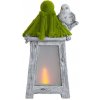 Dekorácia MagicHome, Lampáš s vtáčikom, solárna, LED, keramika, 26x20x45 cm