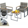 ZahradnyNabytok.org - Ratanový balkónový set 1+2 - šedá/drevo
