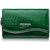 Dámska kožená lakovaná peňaženka s croco reliéfom, zelená, elegantná