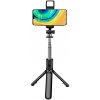 Techsuit – mini selfie tyč, stabilný a kompaktný statív, Bluetooth ovládanie, LED svetlo, 67 cm – čierna
