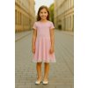 Fashionkids dievčenské ružové bavlnené šaty s čipkou ružová