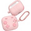 AppleMix Puzdro pre Apple AirPods 4 + karabína - silikónové - ovládač hernej konzoly - ružové