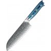 IZMAEL Damaškový kuchynský nôž Tukami Santoku/Modrá 17.9 cm