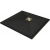 MEXEN/S - Stone+ štvorcová sprchová vanička 80 x 80, čierna, mriežka zlatá 44708080-G