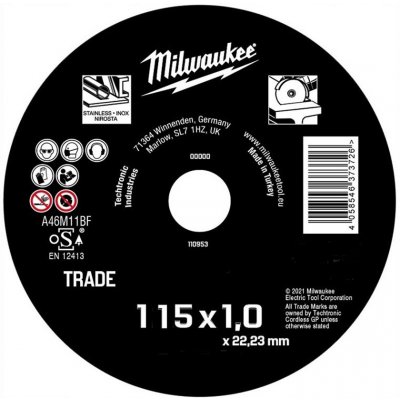 Milwaukee SCS41 TRADE Rezný kotúč na kov 115 mm x 1 mm 4932479577
