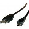 Kábel USB 2.0 A-MINI-B 5pin M/M 3m, High Speed, čierny