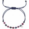 Textilný náramok fialový s korálkami ruby a natural sapphire 13059.3