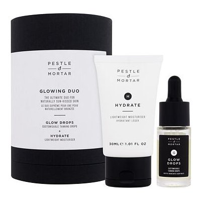 Pestle & Mortar Glowing Duo : samoopalovací pleťové sérum Glow Drops 15 ml + hydratační pleťový krém Hydrate Lightweight Moisturiser 30 ml