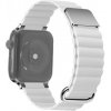 AppleKing kožený magnetický remienok s kovovými detailmi pre Apple Watch Ultra 49mm / 46mm / 45mm / 44mm / 42mm - biely - možnosť vrátiť tovar ZADARMO do 30tich dní