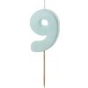 PartyDeco Narodeninová sviečka 9 svetlo modrá