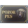 Tabuľka kovová Pozor pes - maďarský stavač (vyžla) hnedá
