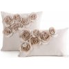 Eurofirany ová obliečka na vankúš FLORES, 3D ruže pudrové pudrová Zamat 30x50 cm