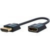 Kábel HDMI M/F 0.1m, High Speed+Eth, HDMI 2.0, 4K@60Hz, G, modrý, predlžovací, Slim
